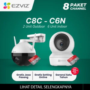 Paket CCTV EZVIZ 8 Channel Ezviz C8C-Ezviz C6N