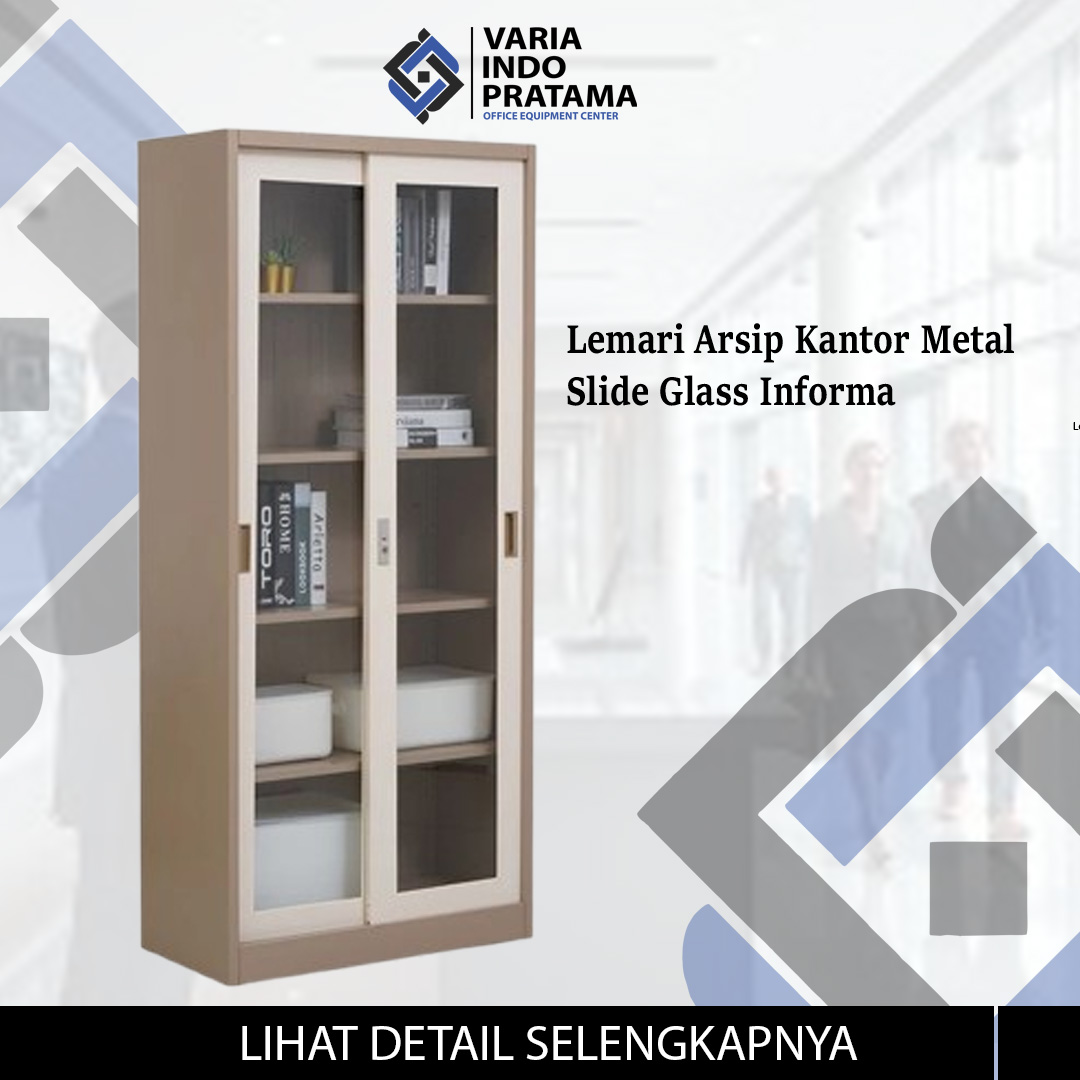 Lemari Arsip Kantor Metal Slide Glass Informa